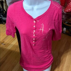American Eagle Outfitters Pink Button-Up Tee